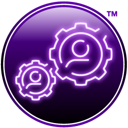 purple circle with illustration depicting corporate strategy
