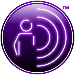 purple circle with illustration depicting marketing communications